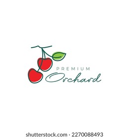 fresh fruit red orchard sweet lines art abstract logo design icon vector illustration