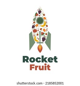 Logo de ilustración de cohetes de fruta fresca