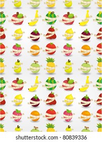 fresh fruit and ruler health seamless pattern