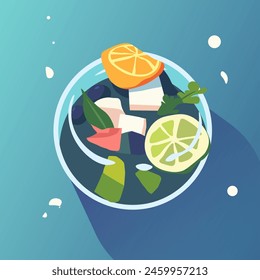 Fresh Fruit Salad Bowl Vector