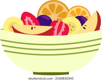 Fresh fruit salad with a mixture of various fresh fruit and sweet creamy sauce. Perfect for a healthy snack at any time. A delicious choice to maintain your healthy lifestyle!