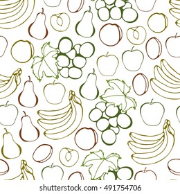Fresh fruit seamless pattern background - vector illustration