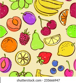 Fresh fruit seamless pattern grunge background