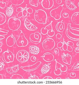 Fresh fruit seamless pattern grunge background