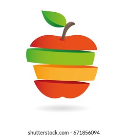 Fresh fruit slices, colorful vector illustrations icon