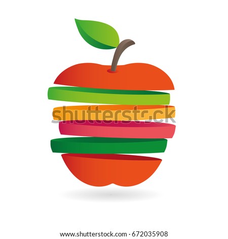 Fresh fruit slices, colorful vector illustrations icon
