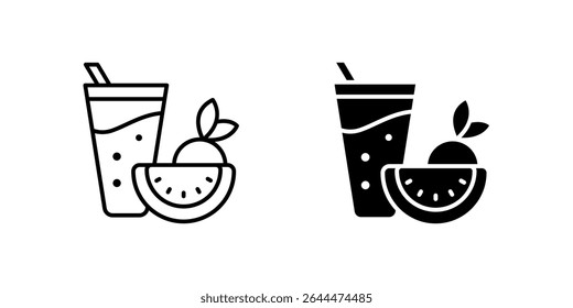 Fresh fruit smoothie icon set for healthy drinks, nutrition, and wellness. Perfect for fitness, diet, and refreshing beverage themes.
