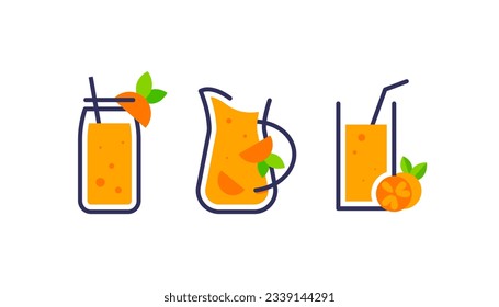 Fresh fruit smoothies logo,flat design icon vector illustration