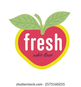 Fresh fruit sticker in flat design. Vector illustration isolated.