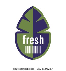 Fresh fruit sticker in flat design. Vector illustration isolated.