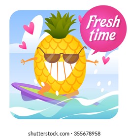 Fresh fruit. Summer time.Vector illustration.