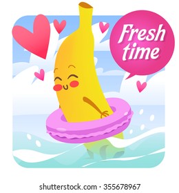 Fresh fruit. Summer time.Vector illustration.