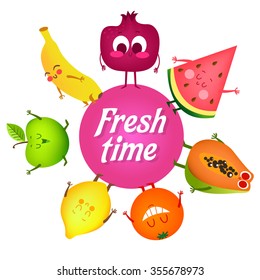 Fresh fruit. Summer time.Vector illustration.