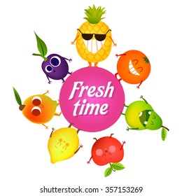 Fresh fruit. Summer time.Vector illustration.