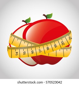 fresh fruit with tape measure vector illustration design