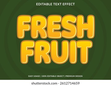 Fresh fruit text effect typography font style template cute cartoon style for business logo and brand