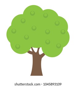 A fresh fruit tree, apple tree flat icon