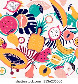 Tropische, nahtlose Muster für frisches Obst