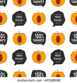 Fresh fruit vector illustration apricot seamless pattern