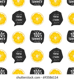 Fresh fruit vector illustration lemon seamless pattern