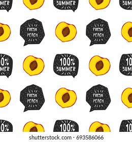 Fresh fruit vector illustration peach seamless pattern