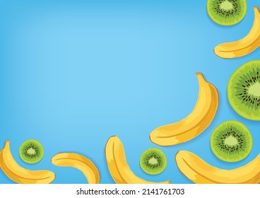 fresh fruit and vegetable background vector for wallpaper 