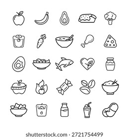 Frisches Obst Gemüse Ernährung gesunde Ernährung und Lebensmittel Linie Symbole