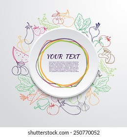 Fresh fruit and vegetable frame. Abstract food background.