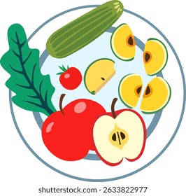 Fresh fruit and vegetable illustration