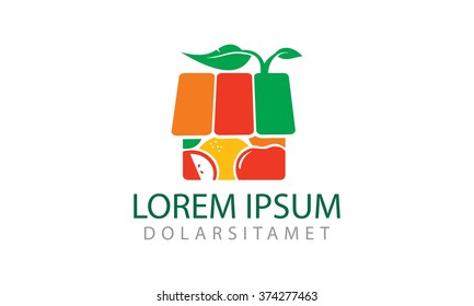 Fresh Fruit Vegetable Store Colorful Logo Template