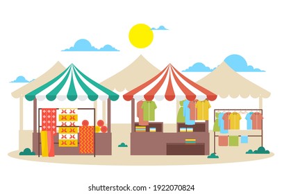 Fresh Fruit Vegetable Store Stall Stand Grocery in Market Illustration