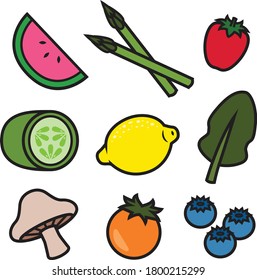 fresh fruit and vegetable summer harvest collection illustration