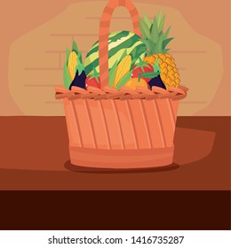 fresh fruit and vegetables basket