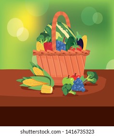 fresh fruit and vegetables basket