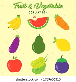 fresh fruit and vegetables vector design collection, can be use to make poster