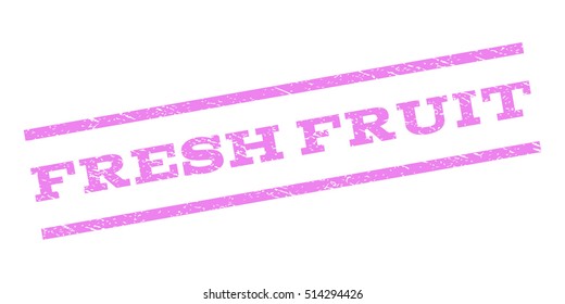 Fresh Fruit watermark stamp. Text tag between parallel lines with grunge design style. Rubber seal stamp with unclean texture. Vector violet color ink imprint on a white background.