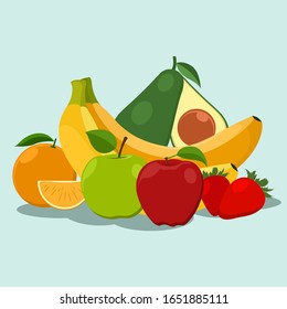 Juego de iconos vectoriales 3d de frutas frescas. 