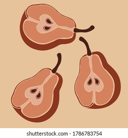 Fresh fruits abstract illustration. Tropical fruits isolated. Apple and pears slices vector illustration.