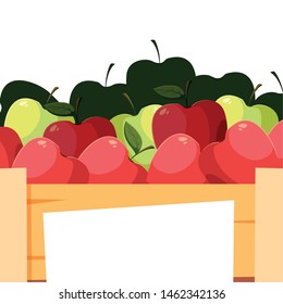 fresh fruits apples in wooden basket