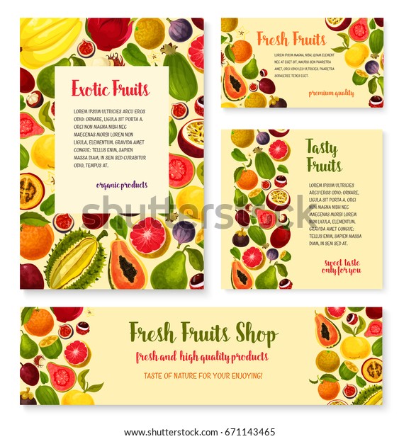 Og hold Til sandheden Tåre Fresh Fruits Banners Posters Templates Set Stock Vector (Royalty Free)  671143465