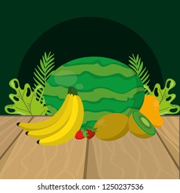 fresh fruits cartoon