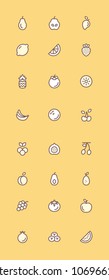 Fresh Fruits Colored Line Icon Set