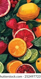 fresh fruits composition juicy art