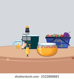 fresh fruits flat illustration art 