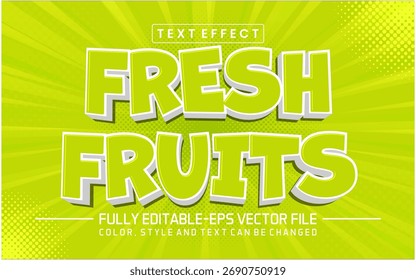Fonte de frutas frescas Efeito de texto editável