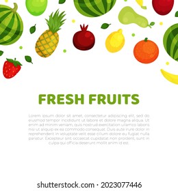 Fresh Fruits as Healthy Agricultural Crops from Local Garden Vector Page Template