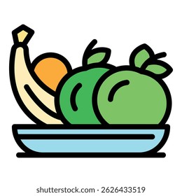 Fresh fruits icon. Outline fresh fruits vector icon color flat isolated