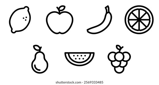 fresh fruits icon set template
