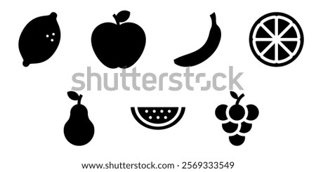 fresh fruits icon set template