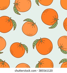 Fresh fruits icons hand drawn background. Colorful wallpaper vector. Seamless pattern with oranges set. Decorative illustration, good for printing
